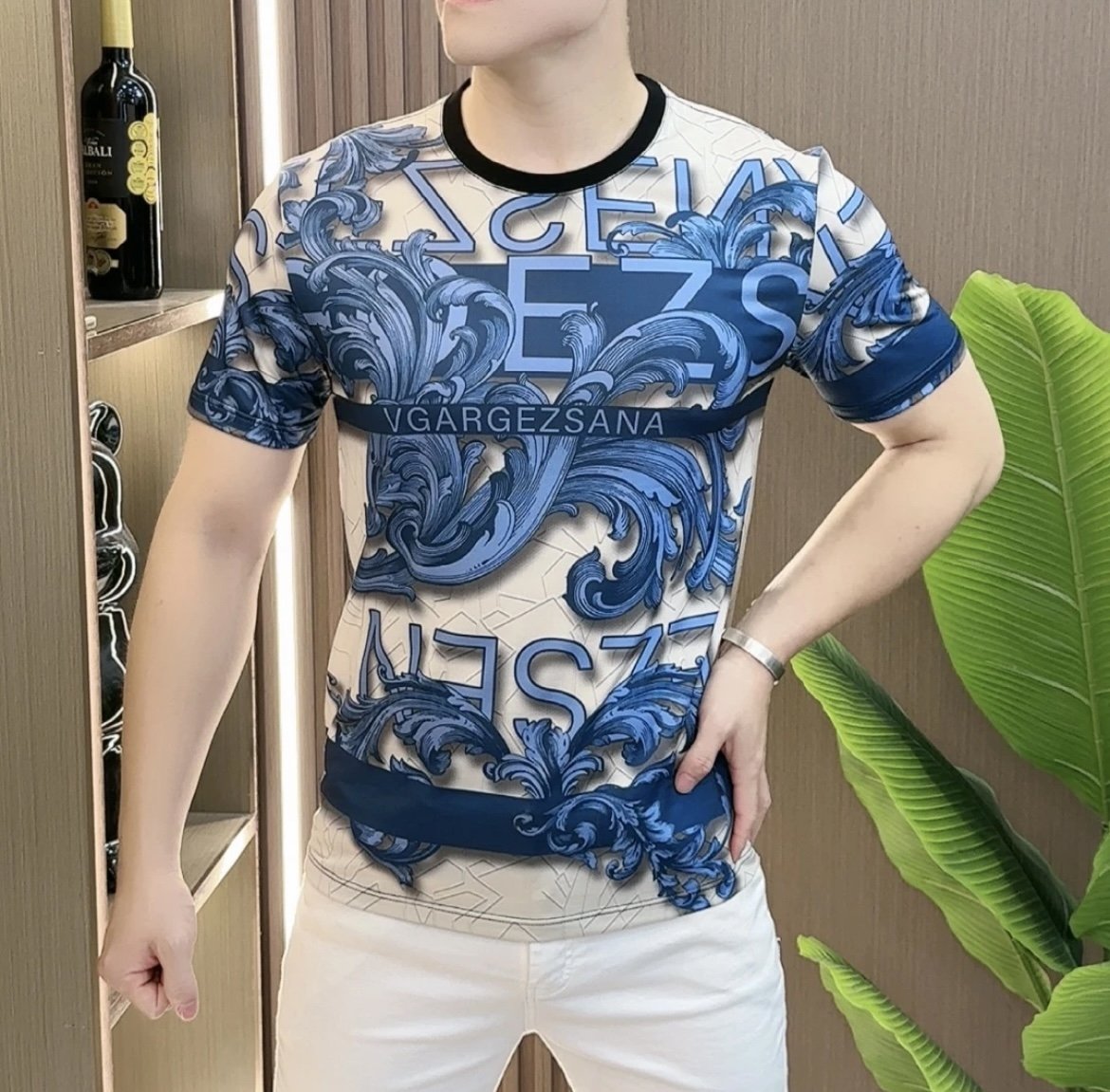 Men's Summer Totem Printed Ice Silk Short Sleeve