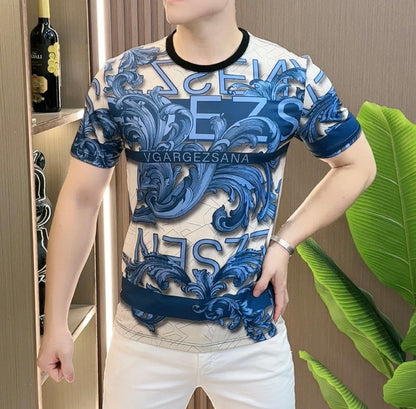 Men's Summer Totem Printed Ice Silk Short Sleeve