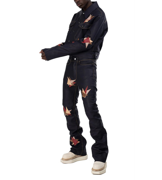 Men's Embroidered Denim Two-piece Set