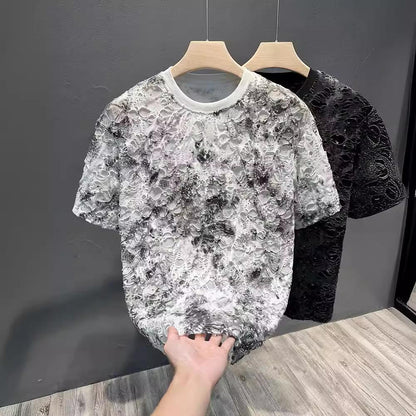 Men's new summer loose casual versatile tie dye short sleeved shirt