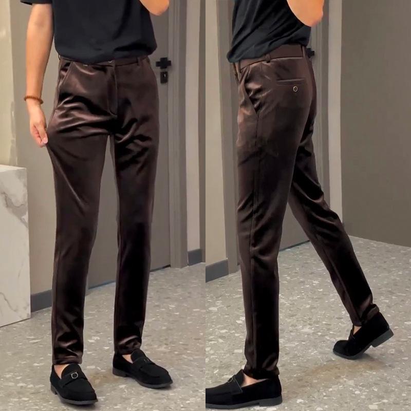 Men's gold velvet trendy high-quality slim fit pants