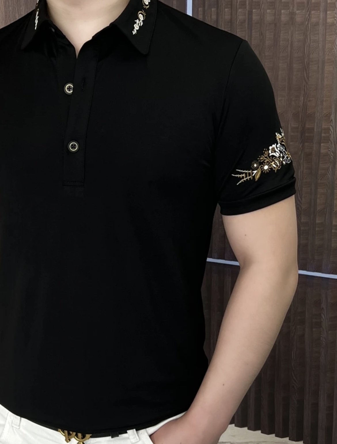 Men's Summer New Embroidered Printed Shirt Short Sleeve