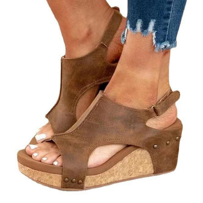 🔥Limited Time Offer 49% OFF🔥Women's Leather Platform Wedge Orthopedic Sandals