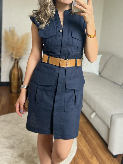 🔥Limited Time Offer 49% OFF🔥Sleeveless Solid Pockets Mini Dress