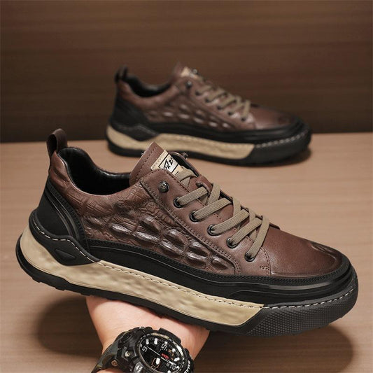 Men's new light luxury one foot high-end crocodile patterned leather casual shoes