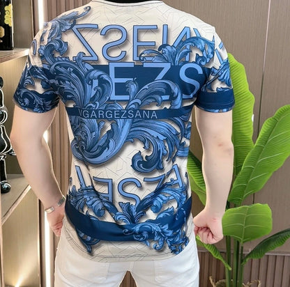 Men's Summer Totem Printed Ice Silk Short Sleeve