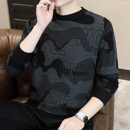 Men's high-end knitted sweater long sleeved thin sweater