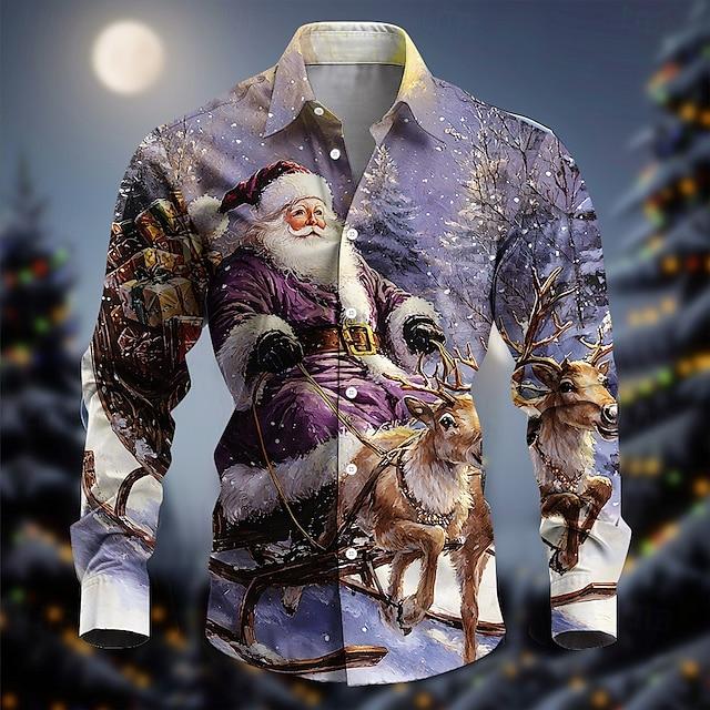 Christmas Men's Santa Claus Printed Shirts