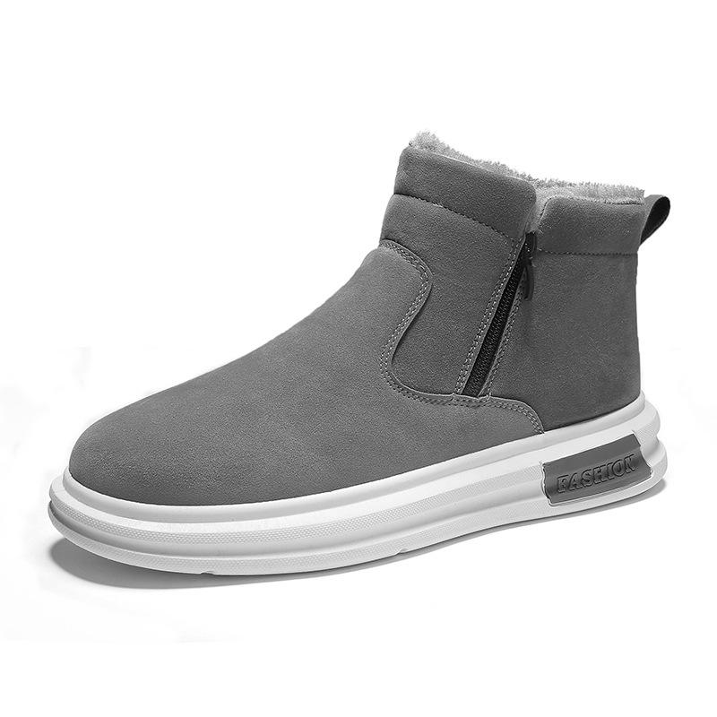 Men's winter new style mid top outdoor warm and plush thick one foot cotton shoes