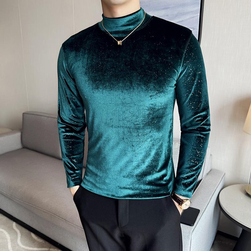 Men's new fashionable semi high neck knitted sweater