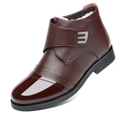 Men's Warm And Velvet Genuine Leather Velcro Cotton Leather Shoes