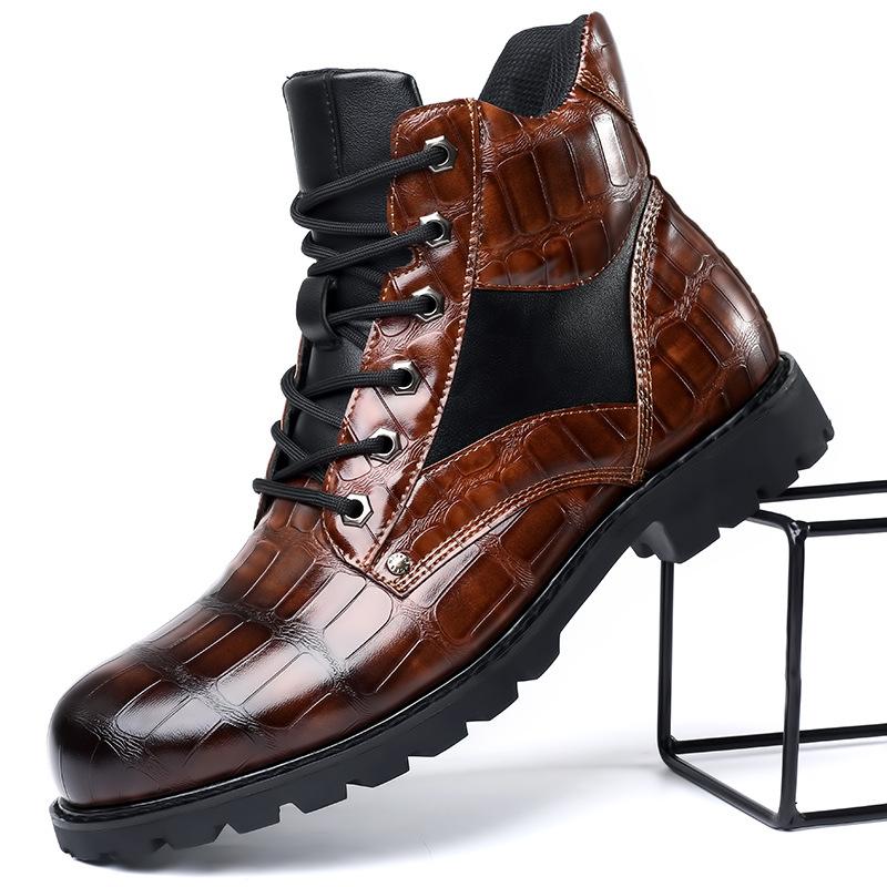 Men's autumn and winter crocodile leather Martin boots