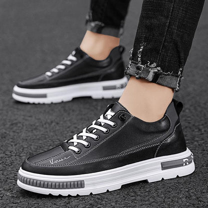 Men's leather all season fashionable and versatile soft soled casual sports shoes