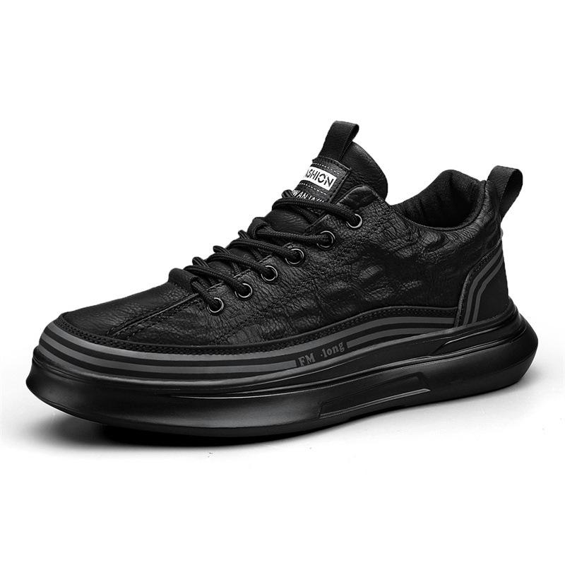 Men's new leather casual black warrior sports shoes