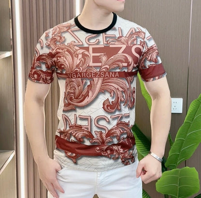 Men's Summer Totem Printed Ice Silk Short Sleeve