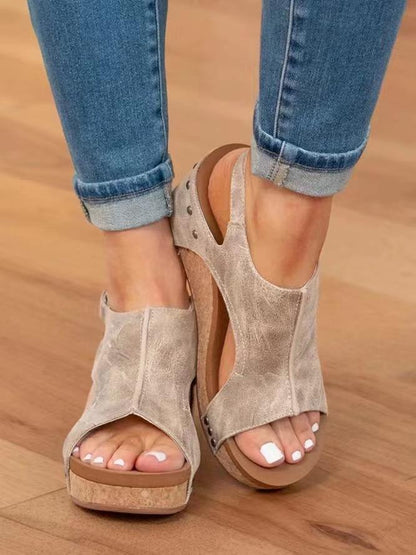 🔥Limited Time Offer 49% OFF🔥Women's Leather Platform Wedge Orthopedic Sandals