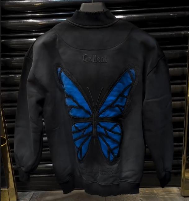 Men's Velvet Butterfly Embroidered Casual Hoodie