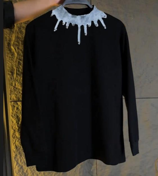 Men's New Color High Knitted Loose Long Sleeved Shirt