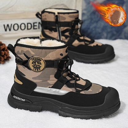 Men's new cold resistant outdoor high rise thick soled warm cotton shoes