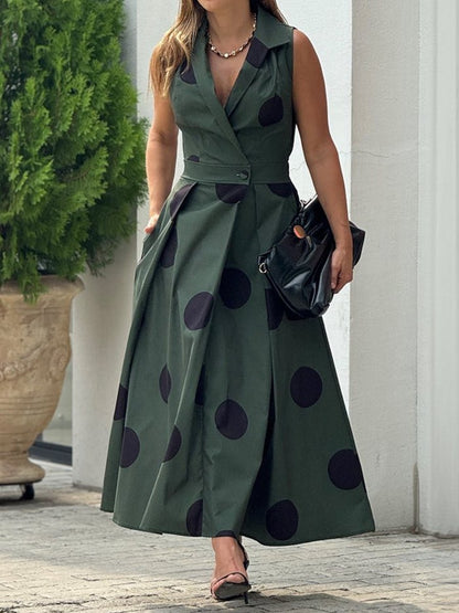 🔥Limited Time Offer 49% OFF🔥V Neck Sleeveless Polka Dot Dress