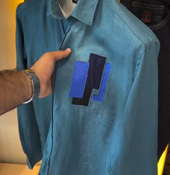 Men's New Chest Checkered Patchwork Shirt