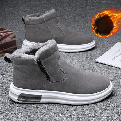 Men's winter new style mid top outdoor warm and plush thick one foot cotton shoes