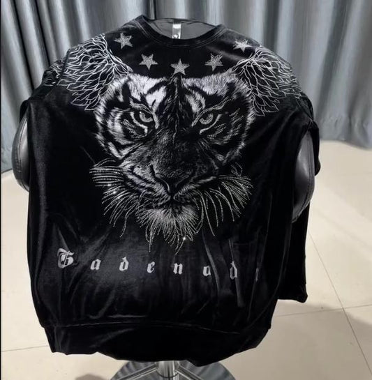 Men's High-end Luxury Diamond Encrusted Animal Hoodie