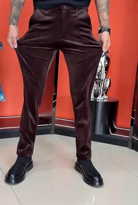 Men's gold velvet trendy high-quality slim fit pants