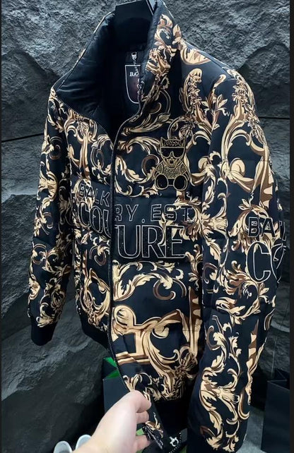 Men's New Autumn And Winter Hot Stamping Printed Velvet Jacket