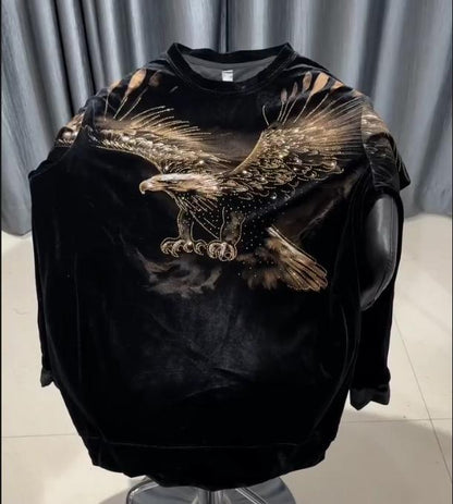 Men's High-end Luxury Diamond Encrusted Animal Hoodie