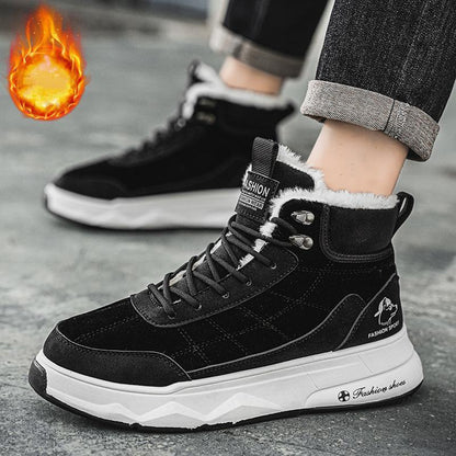 Men's new velvet warm casual high top shoes