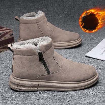 Men's winter new style mid top outdoor warm and plush thick one foot cotton shoes