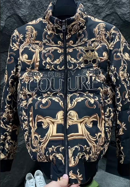 Men's New Autumn And Winter Hot Stamping Printed Velvet Jacket