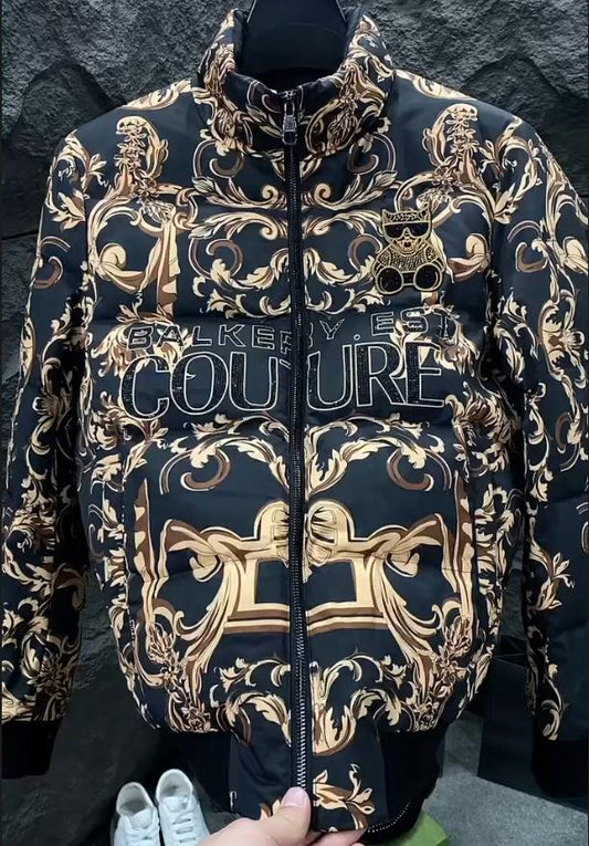 Men's New Autumn And Winter Hot Stamping Printed Velvet Jacket