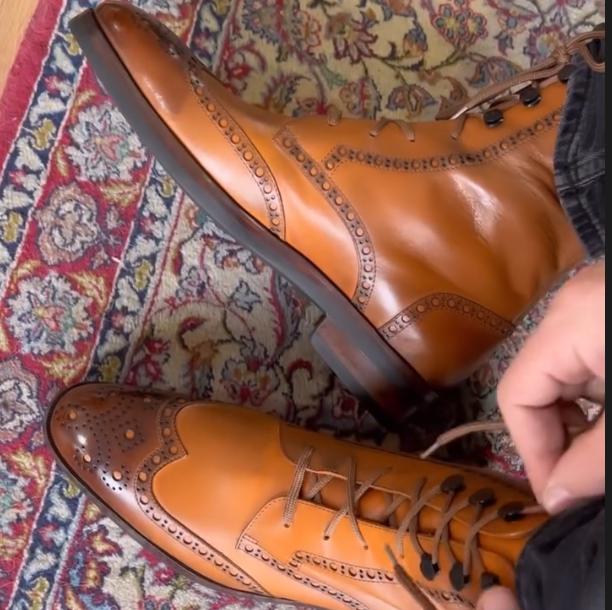 Men's New British Block Carved High Top Boots