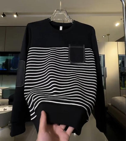 Men's Autumn And Winter New Striped Pocket Design Sweater