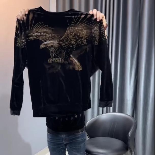 Men's High-end Luxury Diamond Encrusted Animal Hoodie