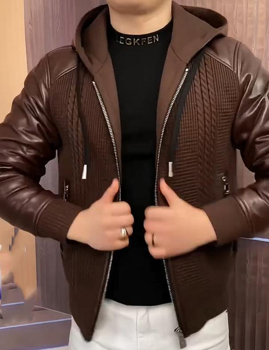 Men's Autumn/Winter New Leather Splicing Jacket