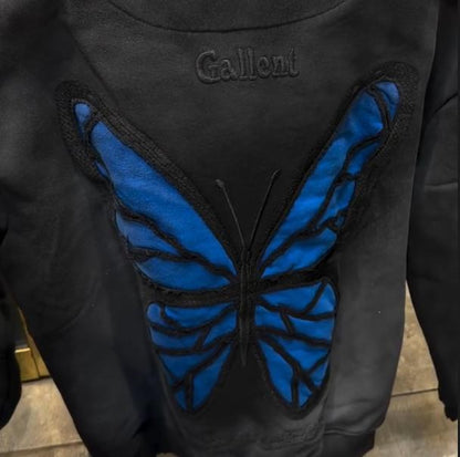 Men's Velvet Butterfly Embroidered Casual Hoodie