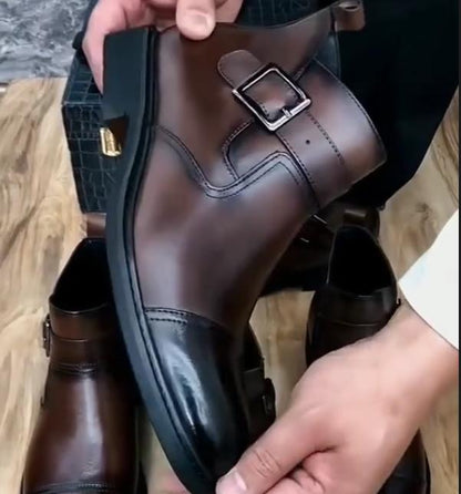 Men's New Cowhide Zipper Business Trend British Style Light Luxury Formal Fashion Boots