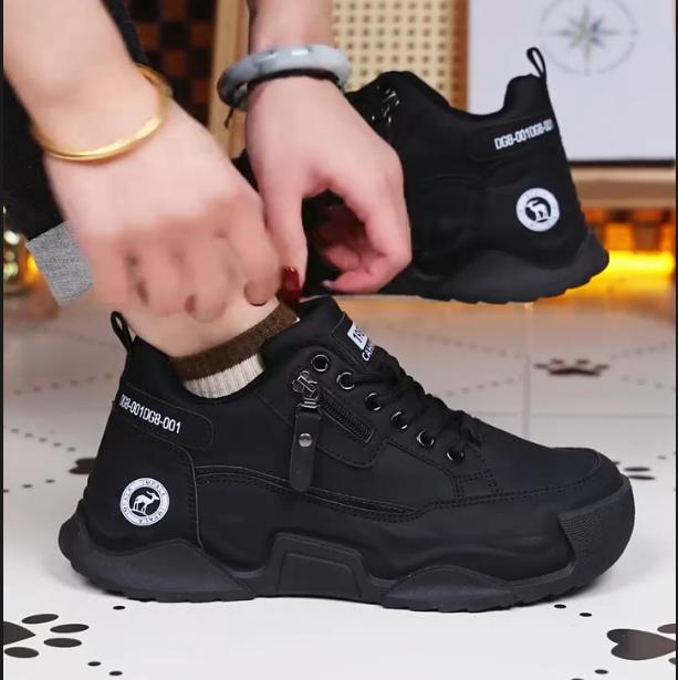 Men's New Fashionable Leather Thick Soled Daily Sports And Leisure Shoes