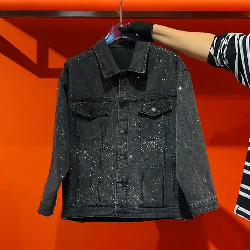 Men's Heavy-duty Full Hot Stamping Trendy Brand Casual Denim Jacket