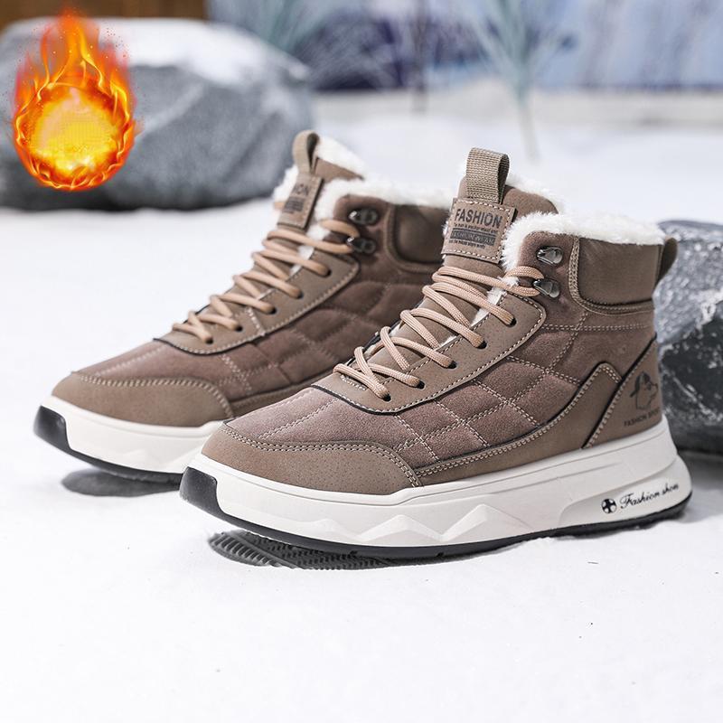 Men's new velvet warm casual high top shoes