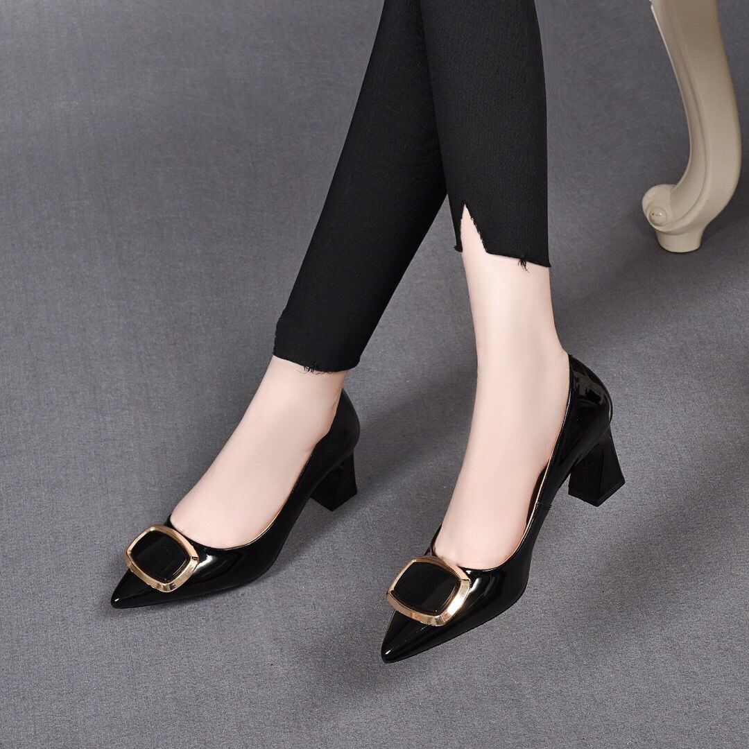 2022 autumn women's fashion retro chunky heel shoes