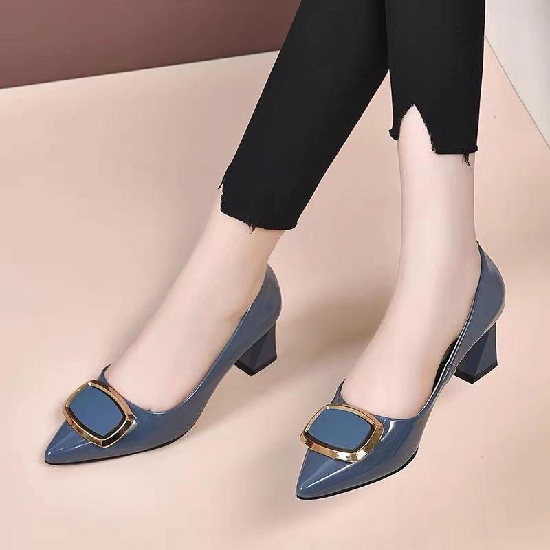 2022 autumn women's fashion retro chunky heel shoes