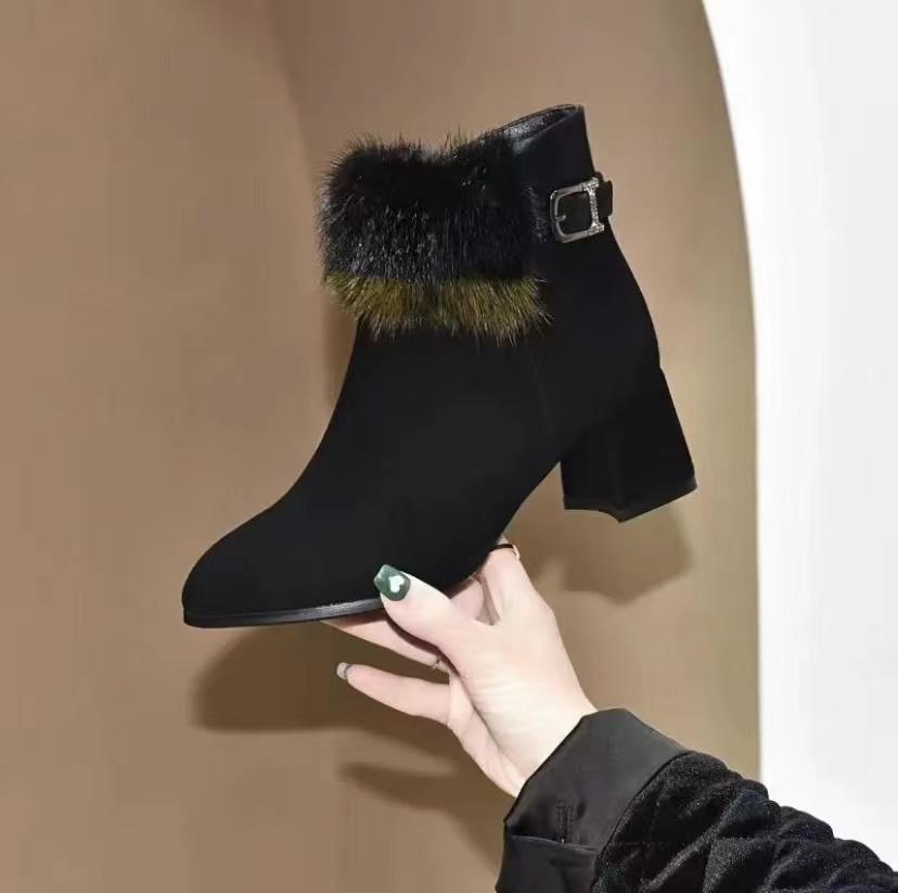 2022 New Suede Thick-heeled Boots