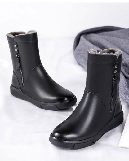 2022 Winter New Really Soft Leather Shoes Cotton Shoes Plus Velvet Women's Shoes Women's Boots