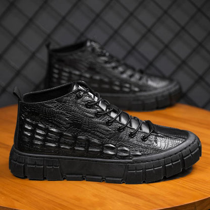 🔥Limited Time Offer 49% OFF🔥Men's Autumn and Winter New Crocodile Pattern High Top Leather Boots