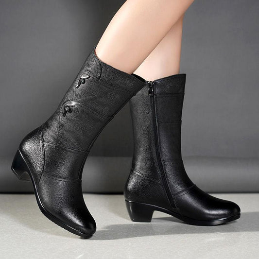 🎄Christmas Sale - 49% Off🔥Women's Mid-Calf Platform Wedge Chunky Heel Ankle Boots