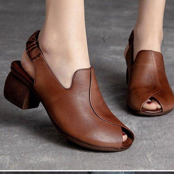 🔥Limited Time Offer 49% OFF🔥Soft-Soled Retro Leather Fish Mouth Women's Shoes